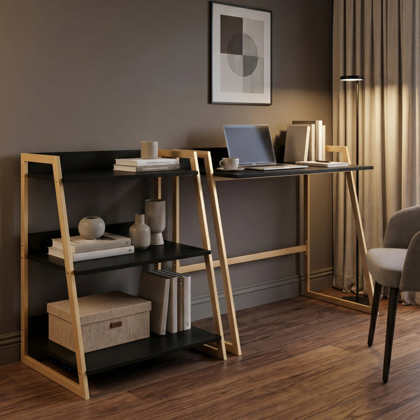 Scaffale a pioli Kuomi 84x53x47 cm Beige/Grigio scuro [en.casa]