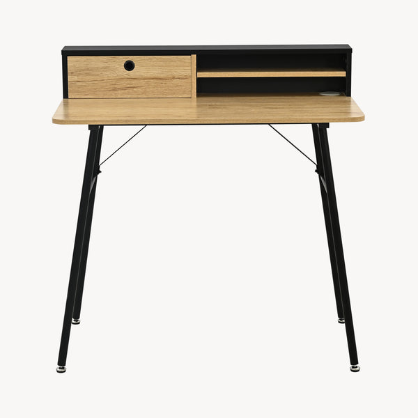 Scrivania Var 93x90x50 cm Nero/effetto quercia [en.casa]