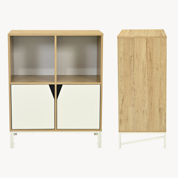 Comò Kerrköndam 94x76x40 cm effetto quercia/bianco [en.casa]