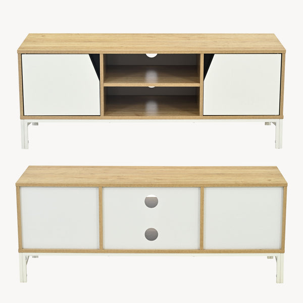 Mobile TV Kerrköndam 120x40x46 cm effetto quercia/bianco [en.casa]