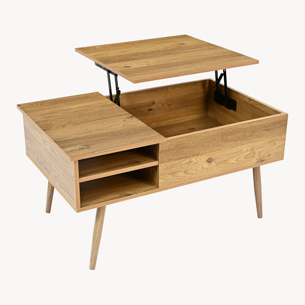 Tavolino da salotto Vasdabod con piano sollevabile 96x59x50 cm effetto quercia [en.casa]