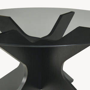 Tavolino Imi con piano in vetro Ø70x35 cm Nero/Grigio [en.casa]