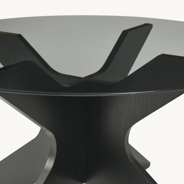 Tavolino Imi con piano in vetro Ø70x35 cm Nero/Grigio [en.casa]