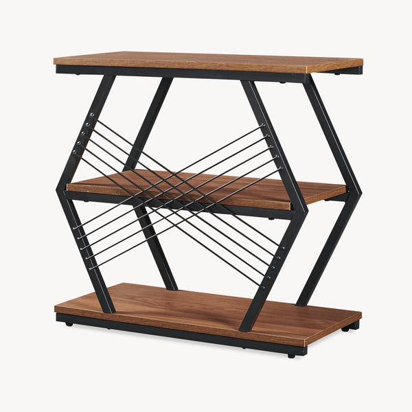 Tavolino Laterale Nolarg a 2 Ripiani 65 x 30 x 61 cm - Nero/Effetto Noce [en.casa]