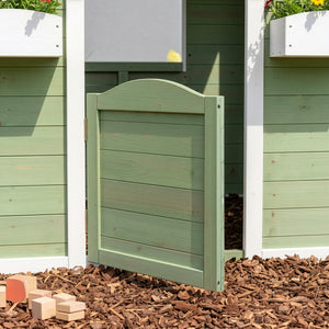 Casetta per bambini Kuoldsvin in legno di abete 144x102x90 cm Verde/Bianco [en.casa]