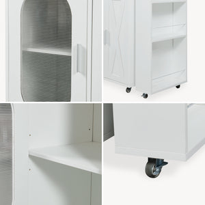 Scaffale da Cucina Kudebola con Bancone da Bar Estraibile e Girevole 115 x 40 x 94 cm - Effetto Rovere / Bianco [en.casa]