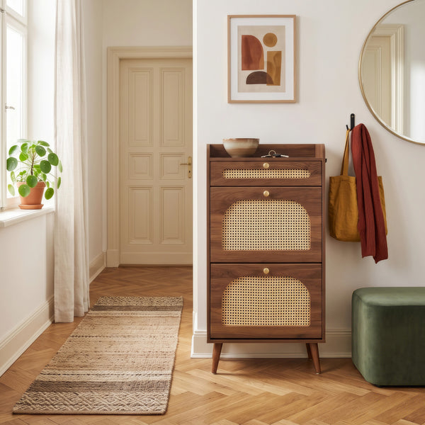 Scarpiera Virievarnu 111x60x24 cm effetto noce [en.casa]