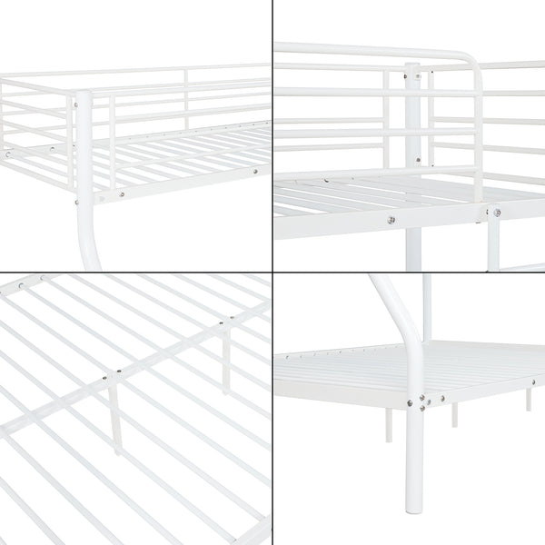 Letto a Castello Sortland a 3 Posti con Barriera Anticaduta e Scaletta 200 x 140/90 cm Metallo [neu.haus]