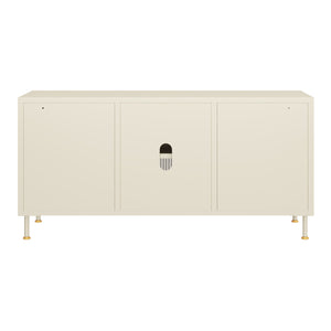 Mobile TV Lindau Acciaio 120x40x59 cm Bianco crema [en.casa]