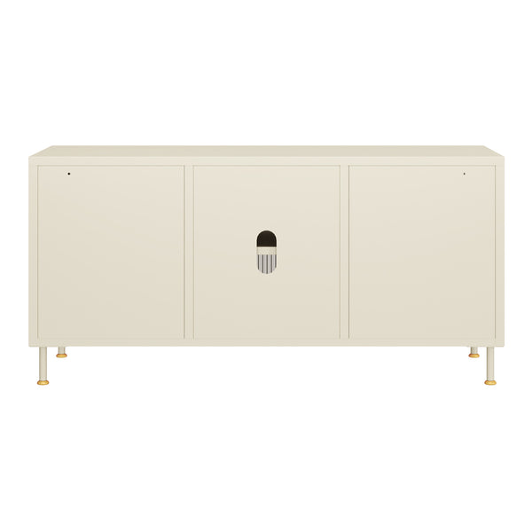Mobile TV Lindau Acciaio 120x40x59 cm Bianco crema [en.casa]