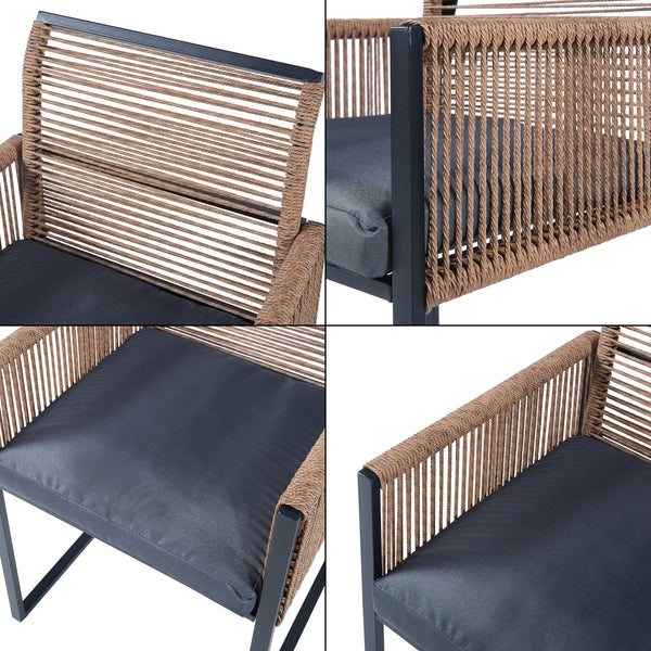 Set di mobili da giardino Accadia 3 pz. Nero/Marrone [casa.pro]