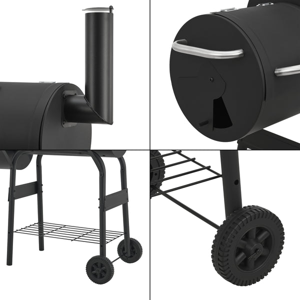 Carrello barbecue Arielli 115x110x64cm Nero [casa.pro]