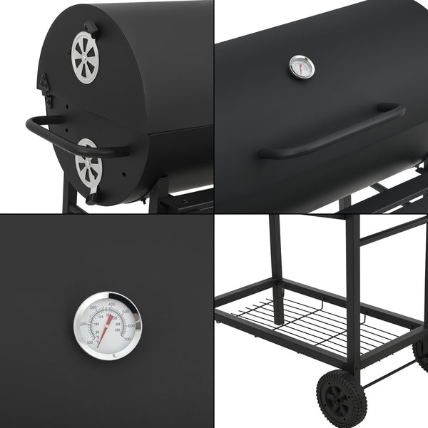 Carrello da barbecue Armento 95x108x61cm Nero [casa.pro]