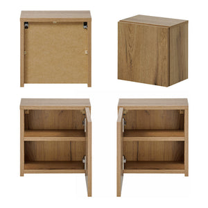 Set Pensile da Bagno NEWPORT Mobile Colonna Mobile Sottolavabo Doppio 2 Specchi 2 Lavabi 2 Mobiletti e Mensola - Effetto Rovere [en.casa]