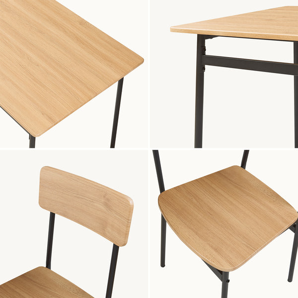 Gruppo pranzo Pollenev 5 pz. Nero/effetto quercia [en.casa]