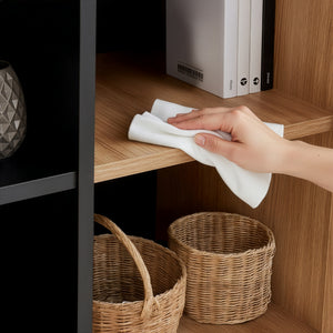 Mobile Pensile Noppen a Parete con 2 Ante e Finestrella 98 x 60 x 35 cm - Effetto Rovere [en.casa]