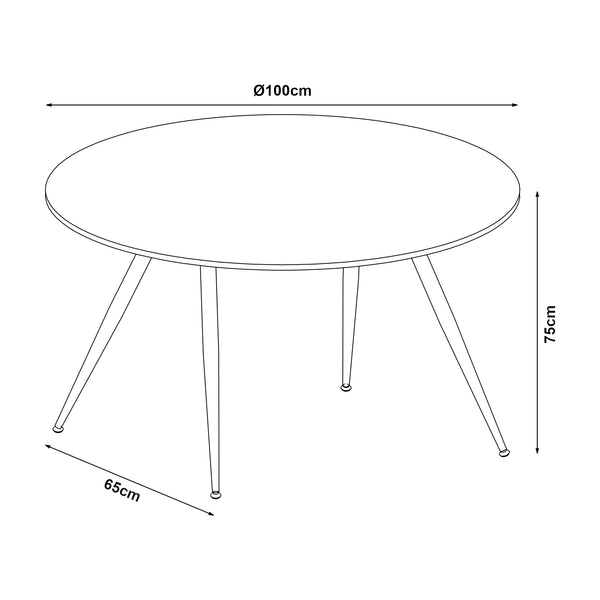 Set da Pranzo Fitjar Tavolo con Piano Rotondo Ø100 cm Effetto Cemento e 4 Sedie Effetto Velluto Grigio Scuro [en.casa]