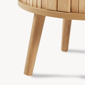 Comodino Nordkapp a 2 Ante Scorrevoli in Bambù Tavolino Rotondo 65xØ40 cm - Naturale [en.casa]