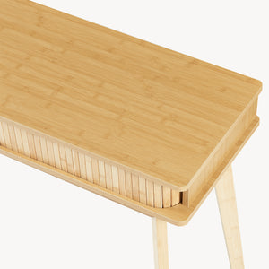 Tavolo a Consolle Tysvær a 2 Ante Scorrevoli in Bambù Naturale 110 x 40 x 78 cm [en.casa]