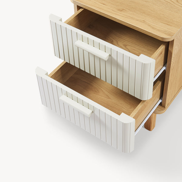 Comodino Ferrersp con 2 cassetti 50x40x40 cm effetto quercia/colore sabbia [en.casa]