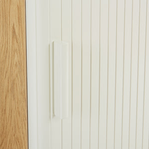 Mobile a Colonna Ferrersp Armadio da Bagno con Anta e Ripiani 160 x 42 x 35 cm - Effetto Rovere / Avena Oatmeal [en.casa]