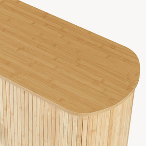 Comò Tvedestrand Portascarpe Mobile Contenitore a 2 Ante Scorrevoli in Bambù 100 x 40 x 80 cm - Naturale/Nero [en.casa]