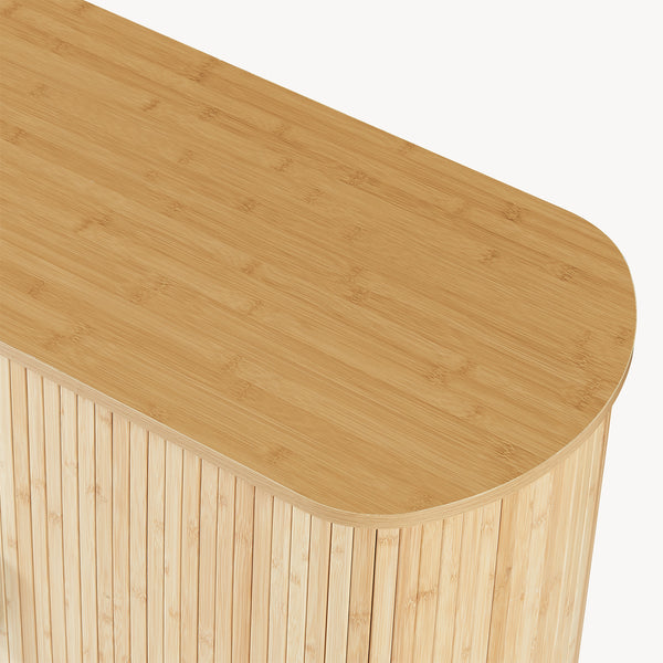 Comò Tvedestrand Portascarpe Mobile Contenitore a 2 Ante Scorrevoli in Bambù 100 x 40 x 80 cm - Naturale/Nero [en.casa]