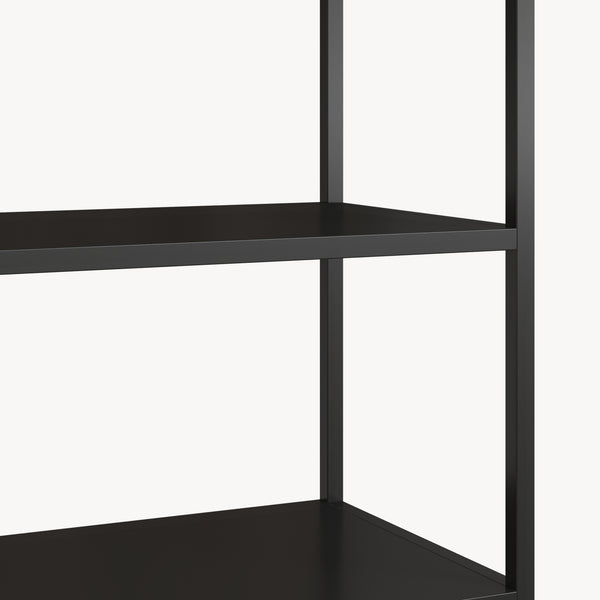 Libreria Hailuoto Scaffale in Acciaio con Ripiani Aperti e Armadietto 180x80x40 cm Nero opaco [en.casa] 