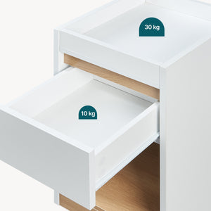 Comodino Lure 55x30x35 cm Bianco/effetto quercia [en.casa]