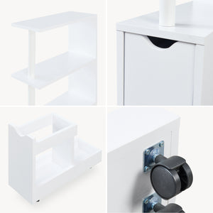 Scaffale da Bagno Fadeskimma Mobile Contenitore con Ripiani Cassetto e Scomparto Estraibile 113 x 19 x 45 cm - Bianco [en.casa] 