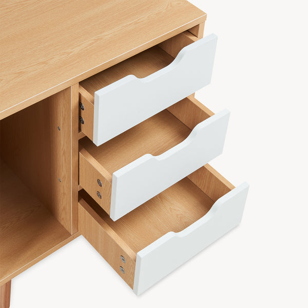 Comodino Bordkak 55x48x30 cm effetto quercia/bianco [en.casa]