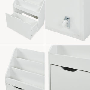 Libreria a Scaletta Sirlstalo per Cameretta Scaffale con 3 Scomparti e Cassetto a Rotelle 70 x 63 x 30 cm - Bianco [en.casa] 