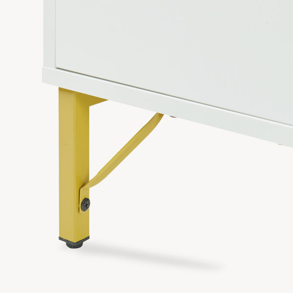 Tavolino Centrale da Salotto Reyri Tavolo Basso con Scomparti e Anta 80x45x42 cm Bianco / color Oro [en.casa] 