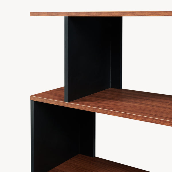 Tavolino Laterale Trond a 2 Scomparti Aperti Mobiletto Multiuso 80 x 29 x 60 cm - Nero/Effetto Noce [en.casa]