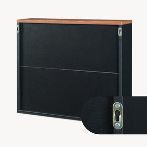 Mobiletto da Parete Trond con 2 Ante a Specchio Armadietto Pensile da Bagno 50 x 60 x 15 cm - Nero/Effetto Noce [en.casa]


