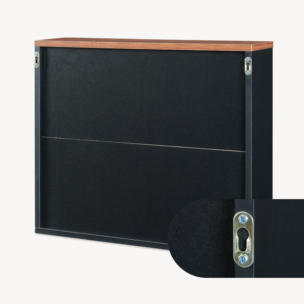 Mobiletto da Parete Trond con 2 Ante a Specchio Armadietto Pensile da Bagno 50 x 60 x 15 cm - Nero/Effetto Noce [en.casa]


