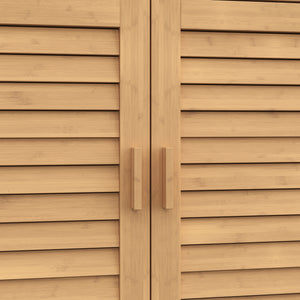 Scarpiera Aarela a 2 Ante con Cassetto e 3 Ripiani in Bambù Naturale 67 x 66 x 34 cm [en.casa]