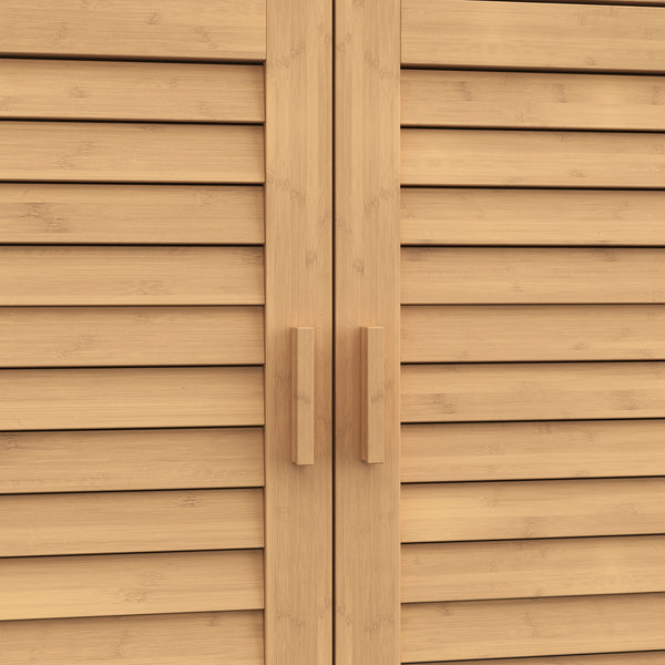 Scarpiera Aarela a 2 Ante con Cassetto e 3 Ripiani in Bambù Naturale 67 x 66 x 34 cm [en.casa]