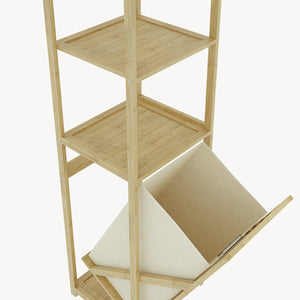 Scaffale da Bagno Anun in Bambù con Cesto Portabiancheria Rimovibile 130x36x33 cm - Effetto Legno [en.casa]