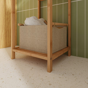 Scaffale da Bagno Anun in Bambù con 4 Scomparti Aperti 128 x 30 x 30 cm - Color Naturale [en.casa]

