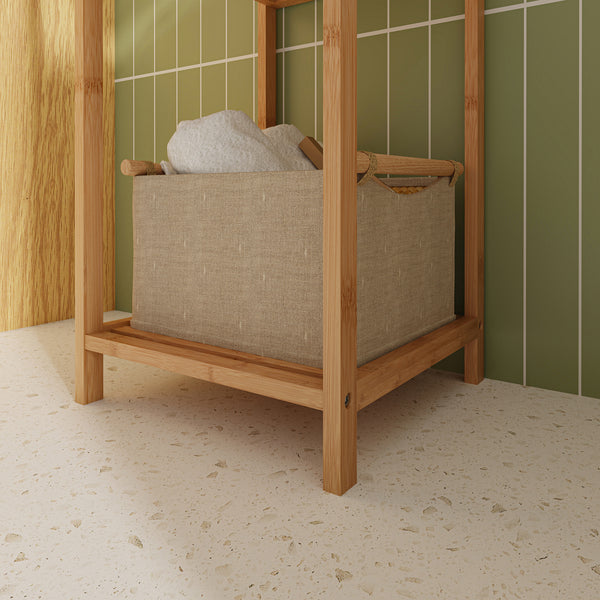 Scaffale da Bagno Anun in Bambù con 4 Scomparti Aperti 128 x 30 x 30 cm - Color Naturale [en.casa]

