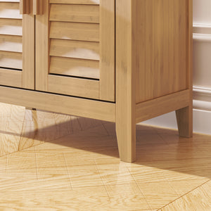 Mobile Contenitore Rirg a 2 Ante e Scomparti Aperti in Bambù Naturale 92 x 50 x 25 cm [en.casa]