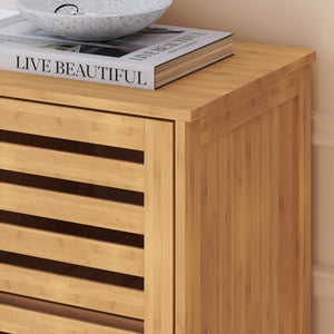 Mobile Contenitore Hakseri a 2 Elementi con Ante e Vani Aperti 87 x 99 x 33 cm in Bambù Naturale [en.casa]