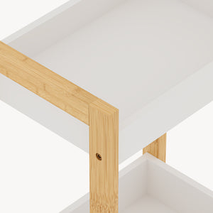 Scaffale da Terra Anun in Bambù Mobile da Bagno con 3 Cestini 78 x 80 x 40 cm - Color Naturale / Bianco [en.casa]