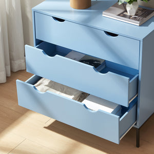 Comò a 3 Cassetti Colwyn Cassettiera Mobile Contenitore 78 x 80 x 40 cm - Blu [en.casa]
