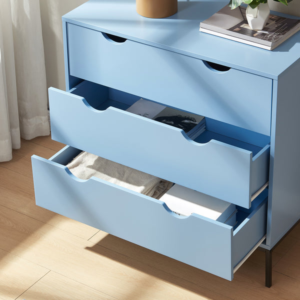 Comò a 3 Cassetti Colwyn Cassettiera Mobile Contenitore 78 x 80 x 40 cm - Blu [en.casa]