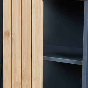 Mobiletto da Muro Svanes per Bagno Pensile con Frontale in Bambù e 3 Ripiani 60 x 30 x 20 cm - Grigio Scuro/ Naturale [en.casa]