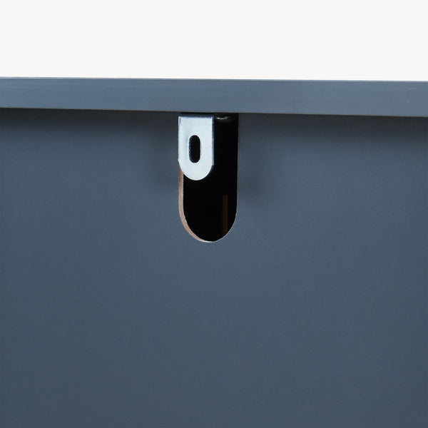 Mobiletto da Parete Svanes a Specchio Armadietto Pensile da Bagno con Ante in Bambù 58 x 56 x 13 cm - Grigio Scuro/Naturale [en.casa]

