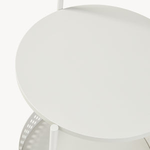 Carrello Portaoggetti Jässaatka a Rotelle Tavolino Rotondo in Acciaio con 2 Ripiani 76 x Ø40 cm - Grigio [en.casa]