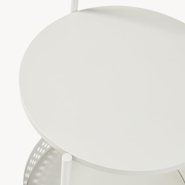 Carrello Portaoggetti Jässaatka a Rotelle Tavolino Rotondo in Acciaio con 2 Ripiani 76 x Ø40 cm - Grigio [en.casa]